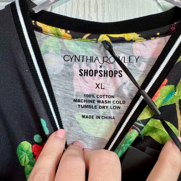 NWT Cynthia Rowley Botanical Tee Floral Black Dress 100% Cotton - XL - $198 Rtl - Picture 10 of 12